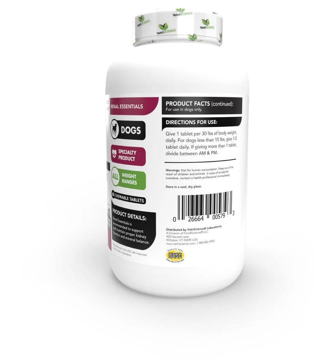 VetriScience® - Renal Essentials Kidney Supplement for Dogs (60 Chewable Tablets)