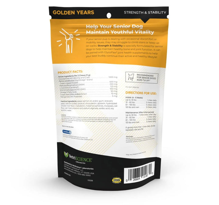 VetriScience® - Golden Years Strength & Stability Joint Supplement for Senior Dogs (60 chews, 330g)