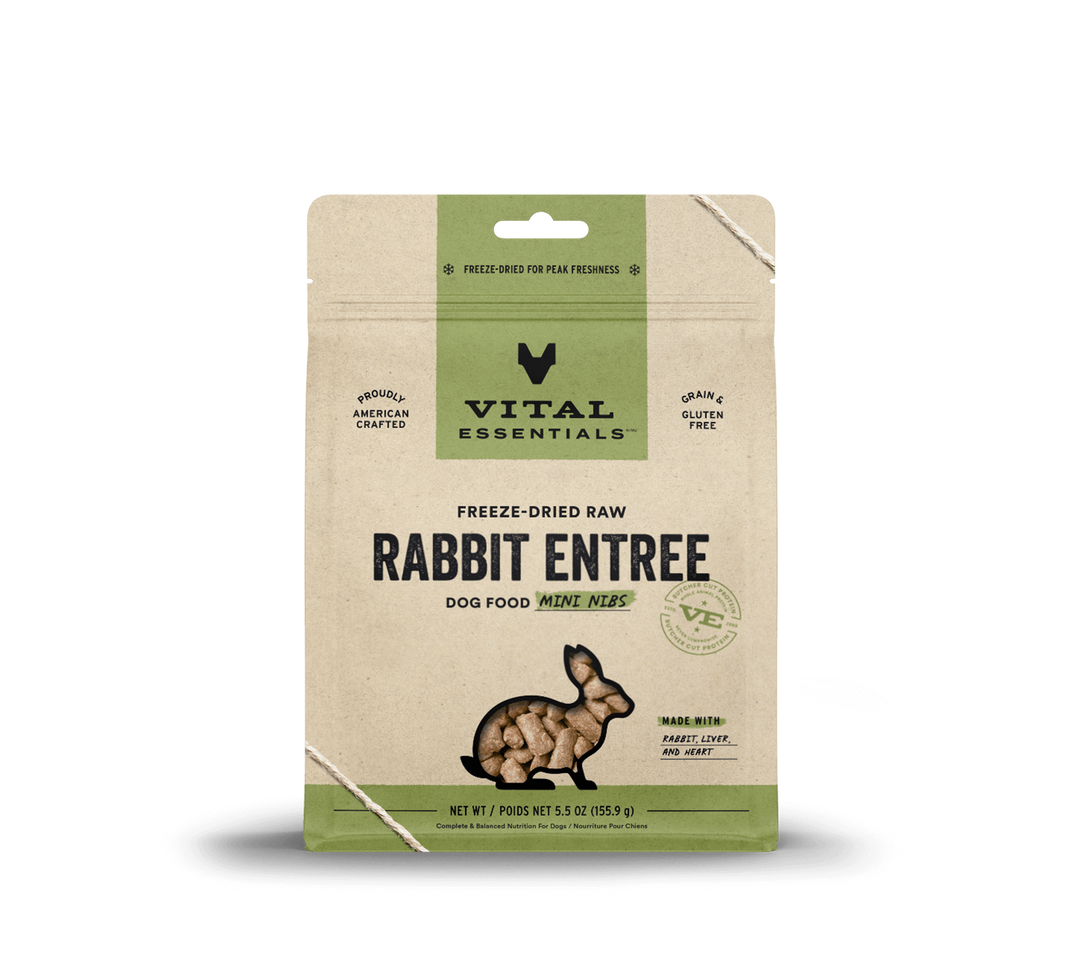 Vital Essentials® Freeze-Dried Raw Rabbit Entree Dog Food Mini Nibs 5.5oz / 14oz