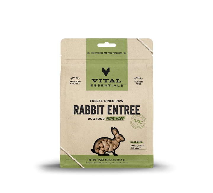 Vital Essentials® Freeze-Dried Raw Rabbit Entree Dog Food Mini Nibs 5.5oz / 14oz