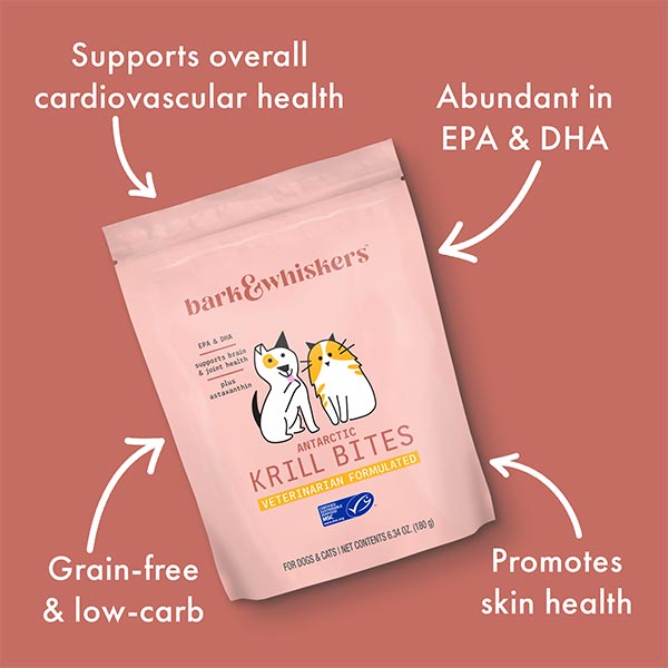 Dr. Mercola | Bark & Whiskers™ Krill Bites for Cats & Dogs (180g, 60 chews)