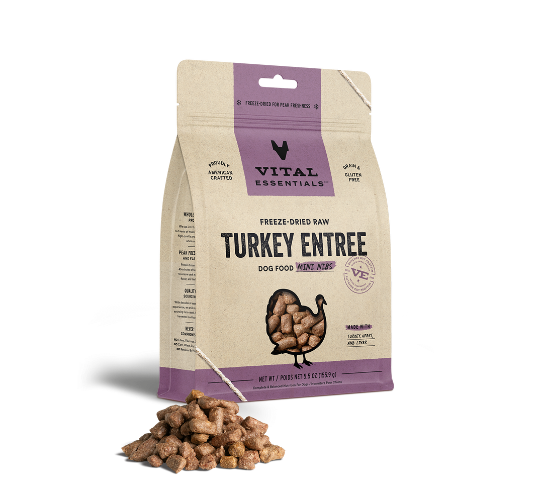 Vital Essentials® Freeze-Dried Raw Turkey Entree Dog Food Mini Nibs 5.5oz / 14oz