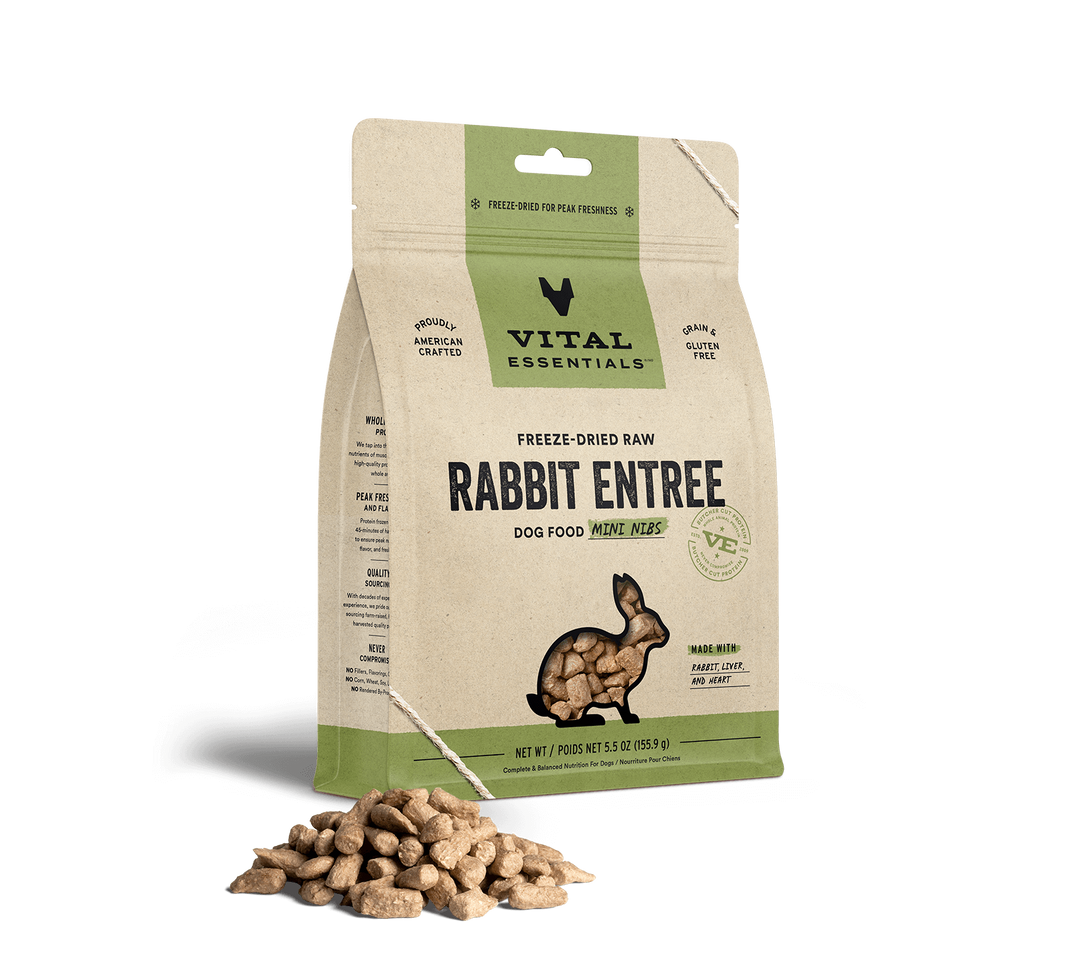 Vital Essentials® Freeze-Dried Raw Rabbit Entree Dog Food Mini Nibs 5.5oz / 14oz