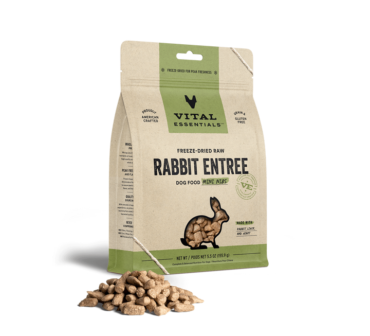 Vital Essentials® Freeze-Dried Raw Rabbit Entree Dog Food Mini Nibs 5.5oz / 14oz