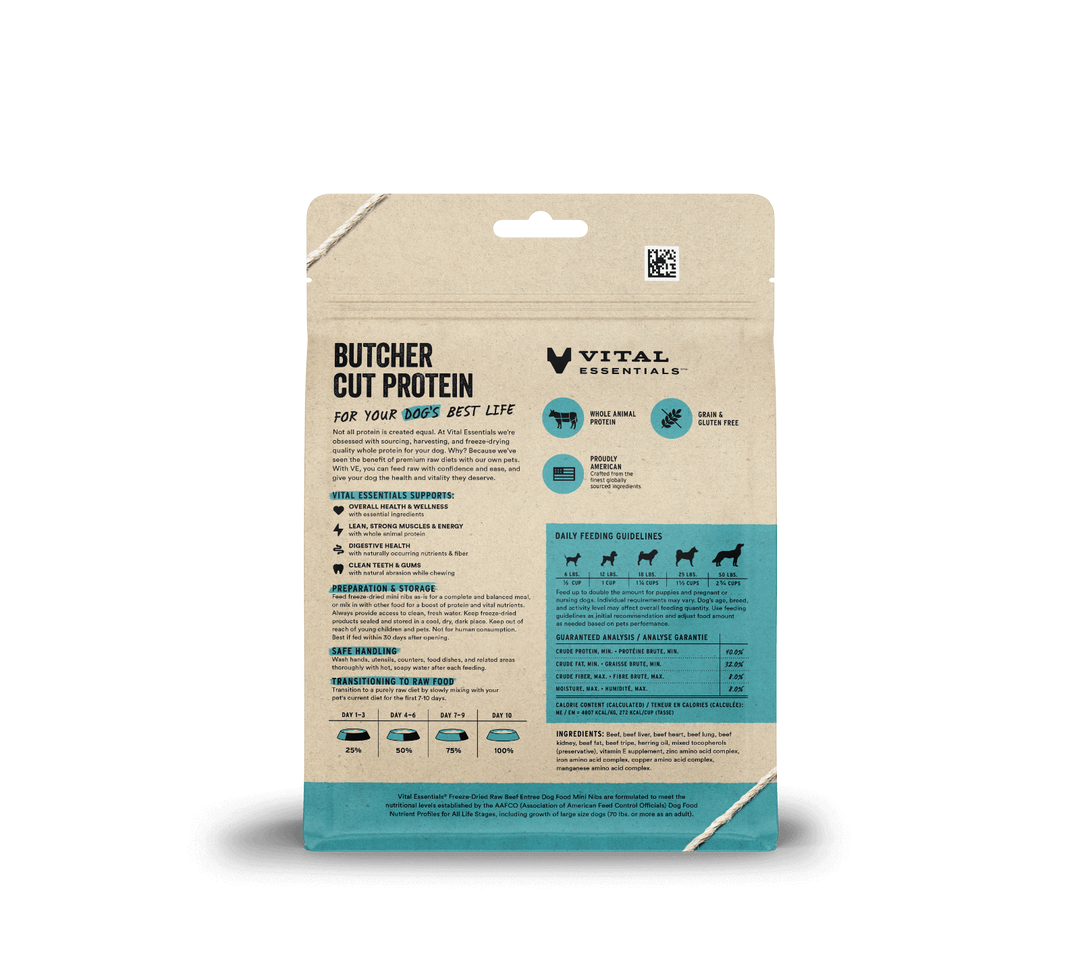 Vital Essentials® Freeze-Dried Raw Beef Entree Dog Food Mini Nibs