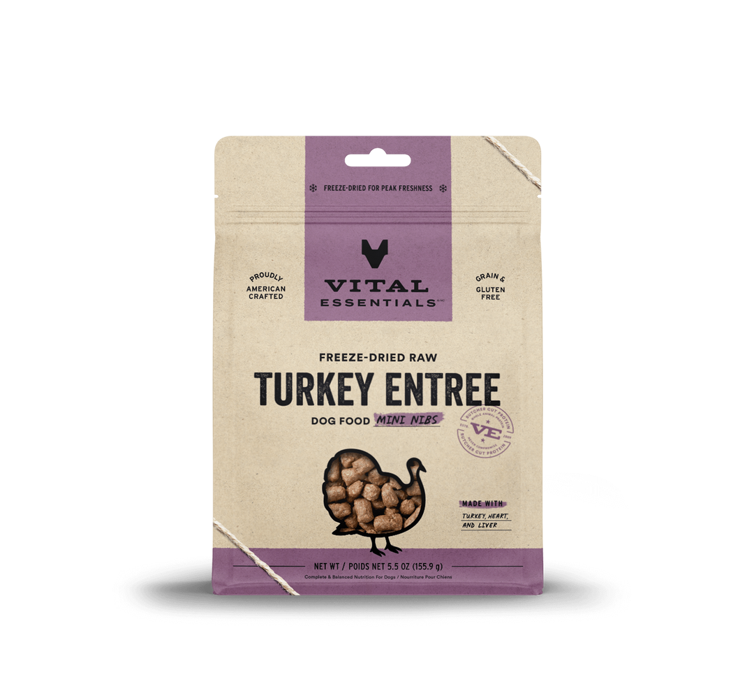 Vital Essentials® Freeze-Dried Raw Turkey Entree Dog Food Mini Nibs 5.5oz / 14oz