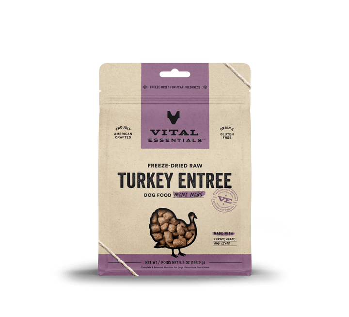 Vital Essentials® Freeze-Dried Raw Turkey Entree Dog Food Mini Nibs 5.5oz / 14oz