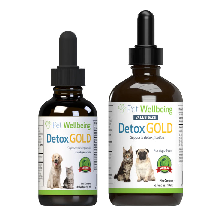 Pet Wellbeing - Detox Gold for Cats & Dogs - Gentle Detoxification & Elimination (59ml / 118ml)