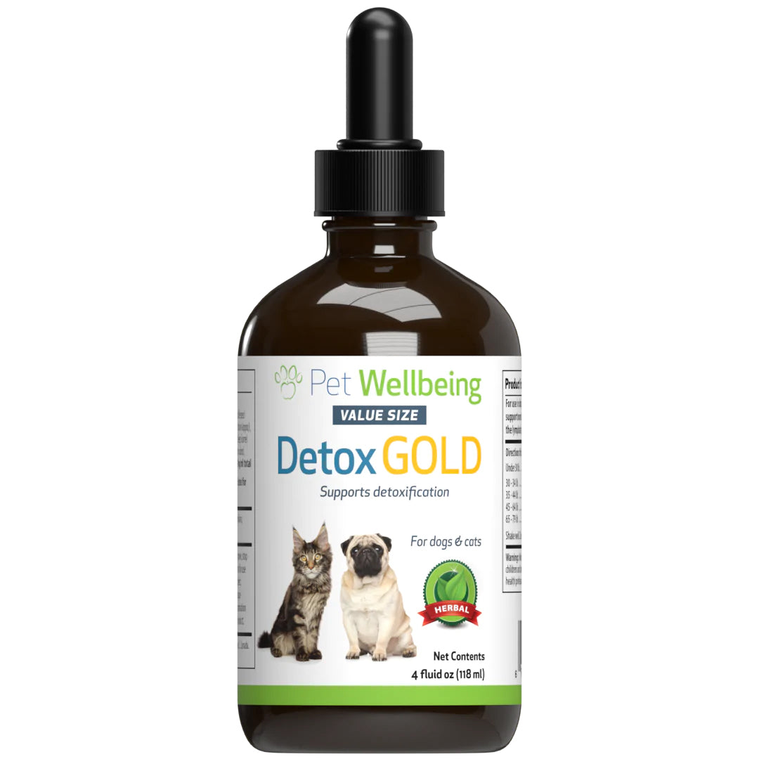 Pet Wellbeing - Detox Gold for Cats & Dogs - Gentle Detoxification & Elimination (59ml / 118ml)