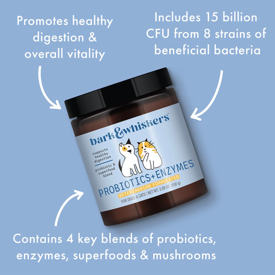 Dr. Mercola | Bark & Whiskers™ Probiotics + Enzymes, previously Whole Food Digestive Probiotic for Cats & Dogs (102g)