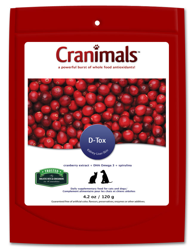 Cranimals™ D-Tox - Spirulina Multivitamin with Vegan DHA Omega-3 Pet Supplement 120g /4.2oz bag