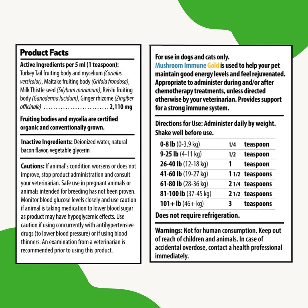 Pet Wellbeing - Mushroom Immune Gold - Holistic Cancer Support (8fl oz / 236ml)