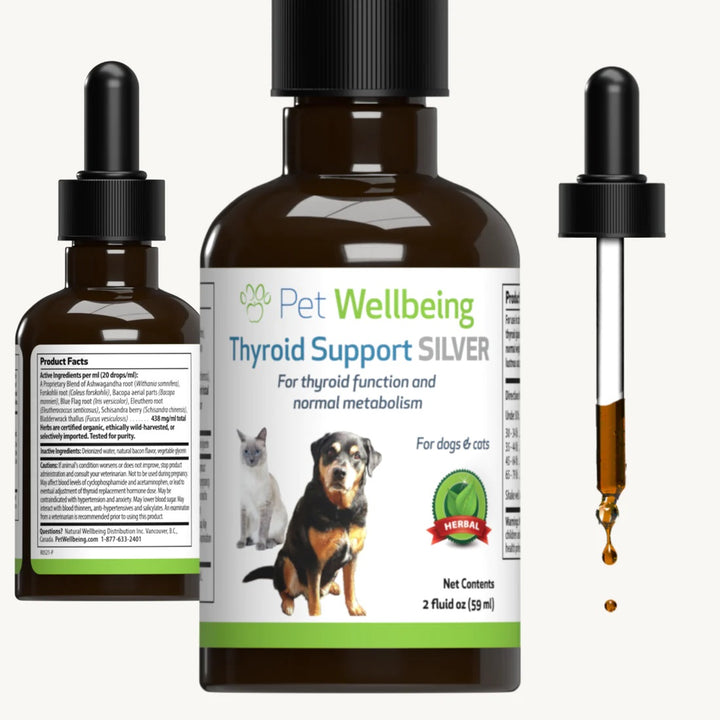 Pet Wellbeing - Thyroid Support Silver - for Low Thyroid in Cats & Dogs (2 oz / 59ml)