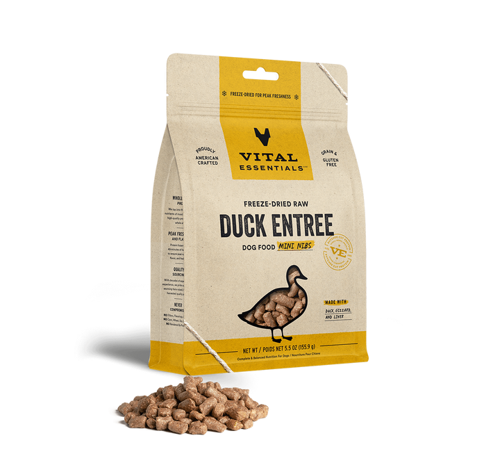 Vital Essentials® Freeze-Dried Raw Duck Entree Dog Food Mini Nibs - 5.5oz / 14oz