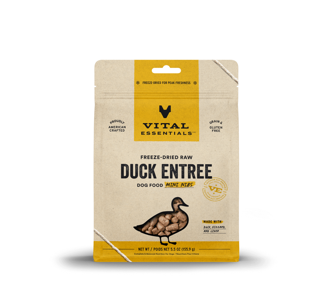 Vital Essentials® Freeze-Dried Raw Duck Entree Dog Food Mini Nibs - 5.5oz / 14oz