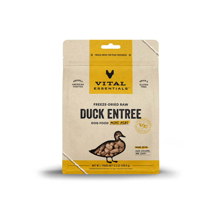 Vital Essentials® Freeze-Dried Raw Duck Entree Dog Food Mini Nibs - 5.5oz / 14oz