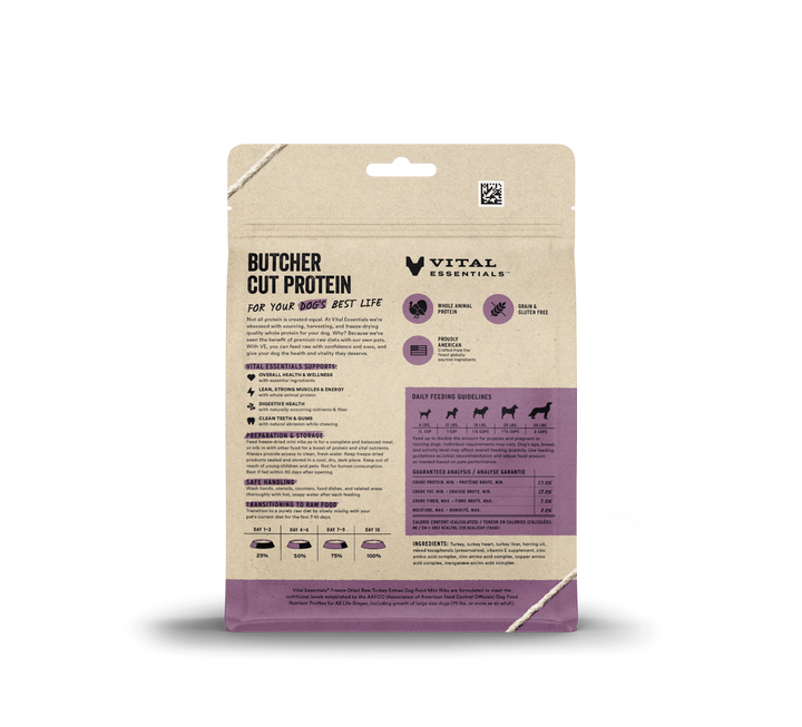 Vital Essentials® Freeze-Dried Raw Turkey Entree Dog Food Mini Nibs 5.5oz / 14oz
