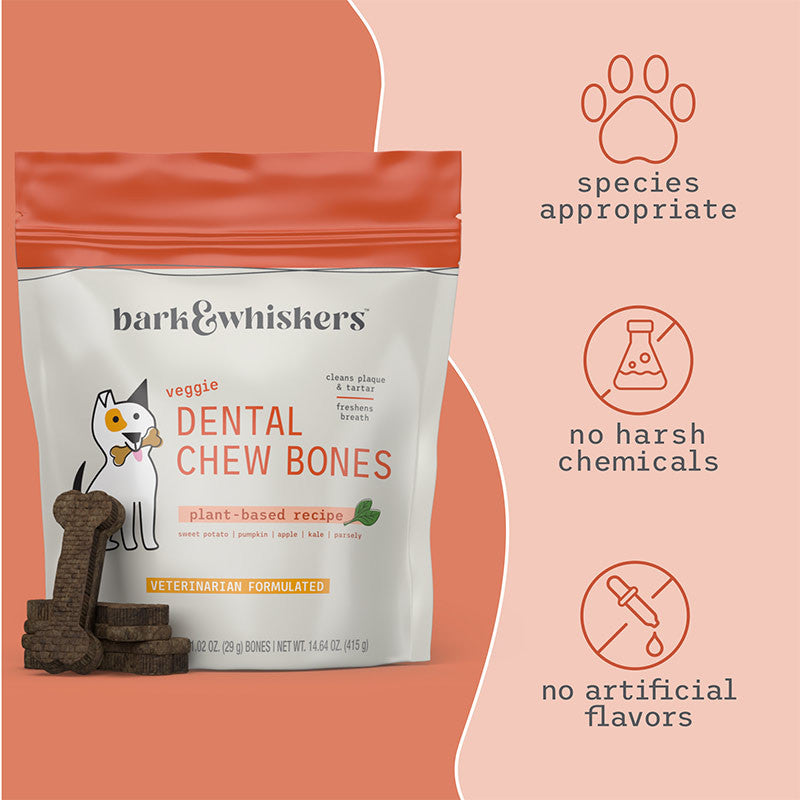 Bark & Whiskers® Veggie Dental Chew Bones (15 chews, 415g)