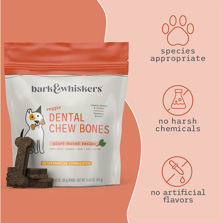 Bark & Whiskers® Veggie Dental Chew Bones (15 chews, 415g)