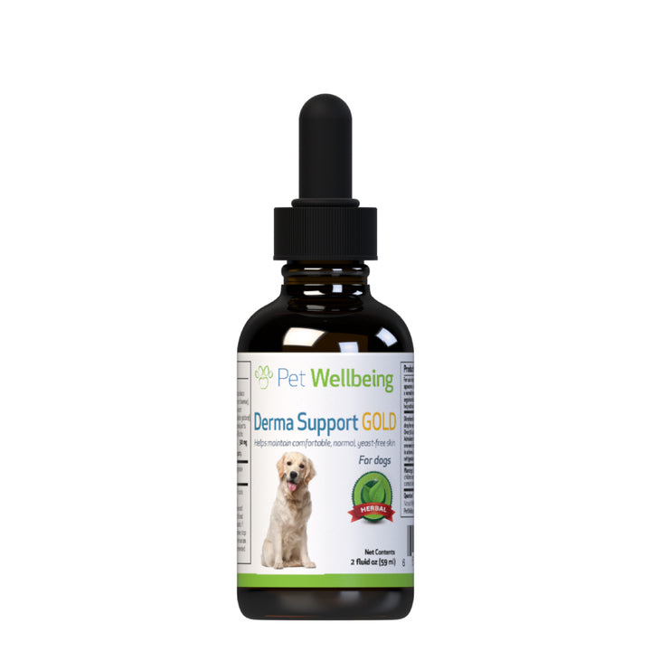 Pet Wellbeing - Derma Support Gold - for Canine Healthy Coat, Odor & Itching (2fl oz / 59ml)