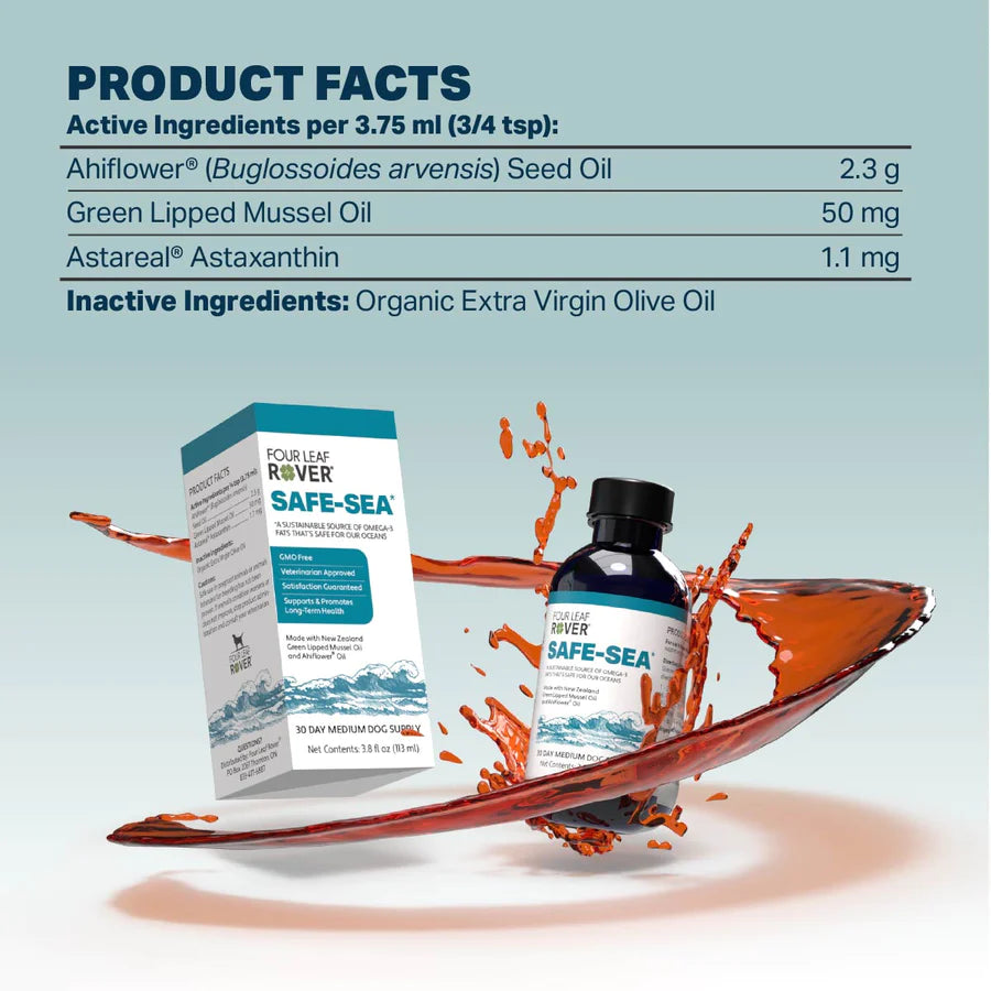 Four Leaf Rover SAFE-SEA: Green Lipped Mussel Oil For Dogs (113ml)