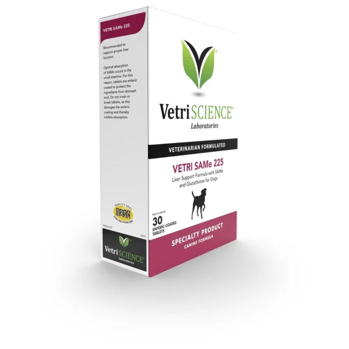 VetriScience® - Vetri SAMe 225 - Liver support with SAMe and Glutathione for Medium & Large Dogs (225mg, 30 tabs/box)