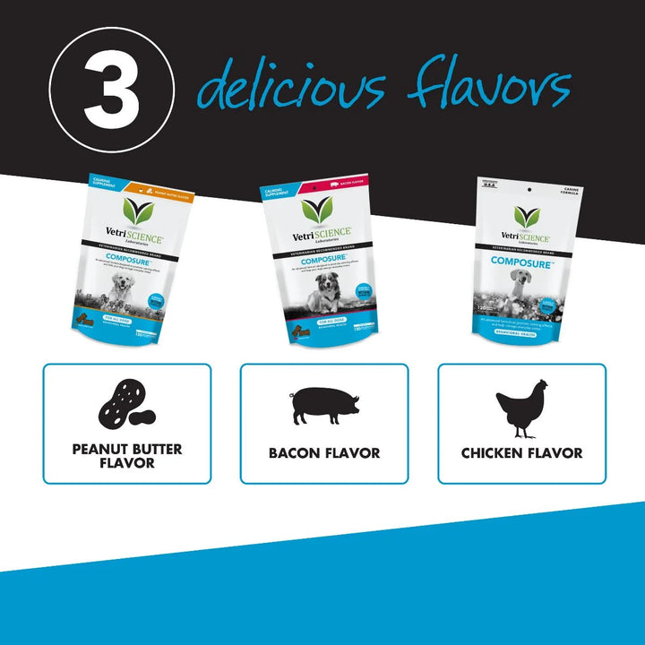 VetriScience® - Composure™ Calming Supplement for Dogs (45 chews, Bacon Flavor)