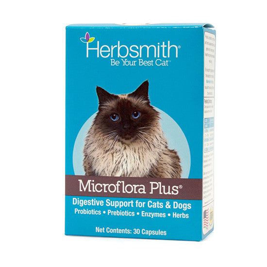 Herbsmith Microflora Plus - All Natural Probiotic, Prebiotics, Digestive Enzymes & Herbs for Cats