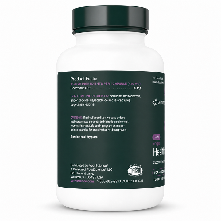 VetriScience CoQ10 Healthy Heart for Dogs & Cats (100 capsules) - formerly known as Coenzyme Q10 (10mg, 100 Capsules)