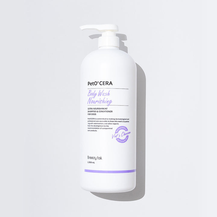PetO'CERA Body Wash Nourishing 500ml - conditioning-style shampoo enriched with probiotics and peptides.