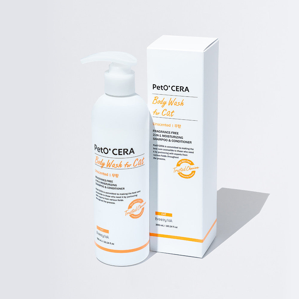 PetOCERA Body Wash for Cat Unscented 300ml - Fragrance-free, hypoallergenic all-in-one shampoo for sensitive cats