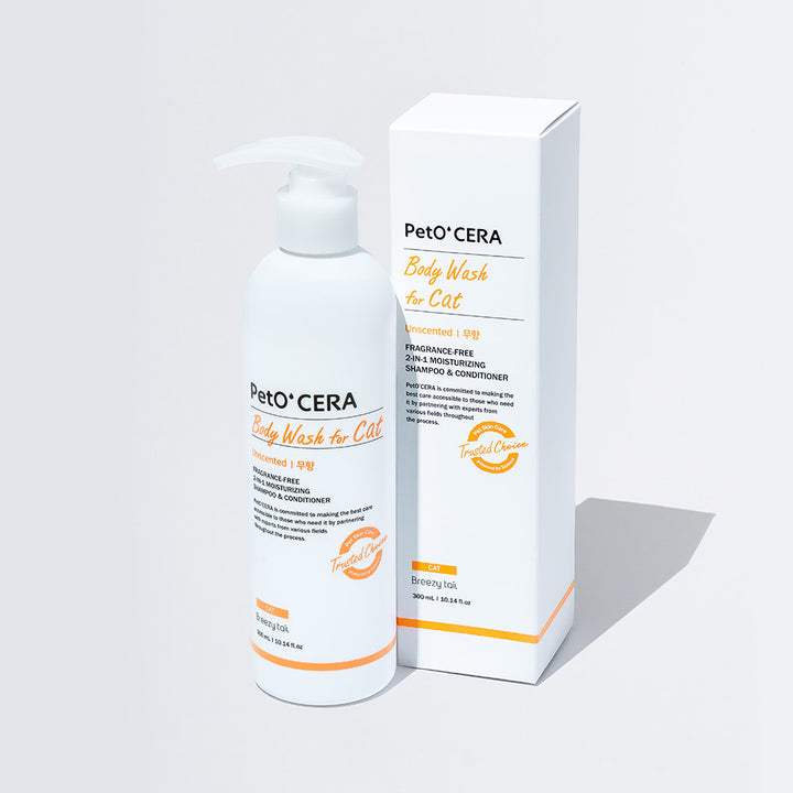 PetOCERA Body Wash for Cat Unscented 300ml - Fragrance-free, hypoallergenic all-in-one shampoo for sensitive cats