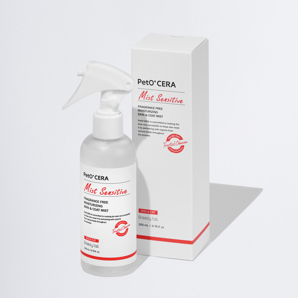 PetOCERA Mist Sensitive 200ml – gentle, fragrance-free coat-conditioning mist for sensitive pets.