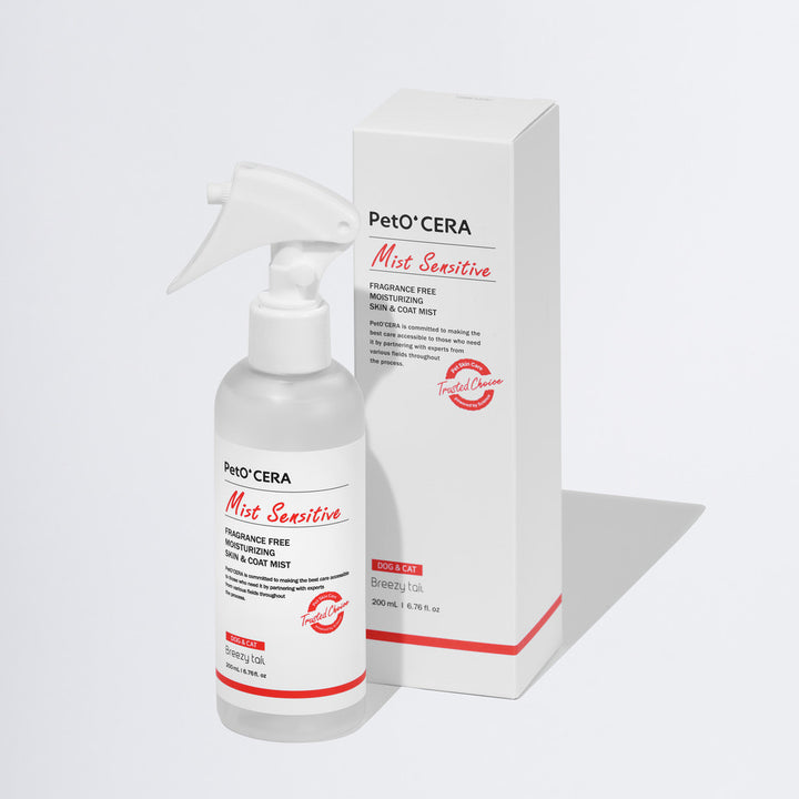 PetOCERA Mist Sensitive 200ml – gentle, fragrance-free coat-conditioning mist for sensitive pets.