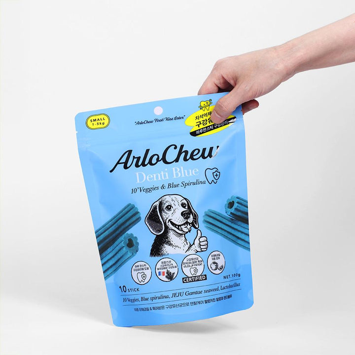 Arlo Kitchen ArloChew Denti Blue Oral Microbiome Dental Chew for Dog - Small (10 individually packed chews per bag)