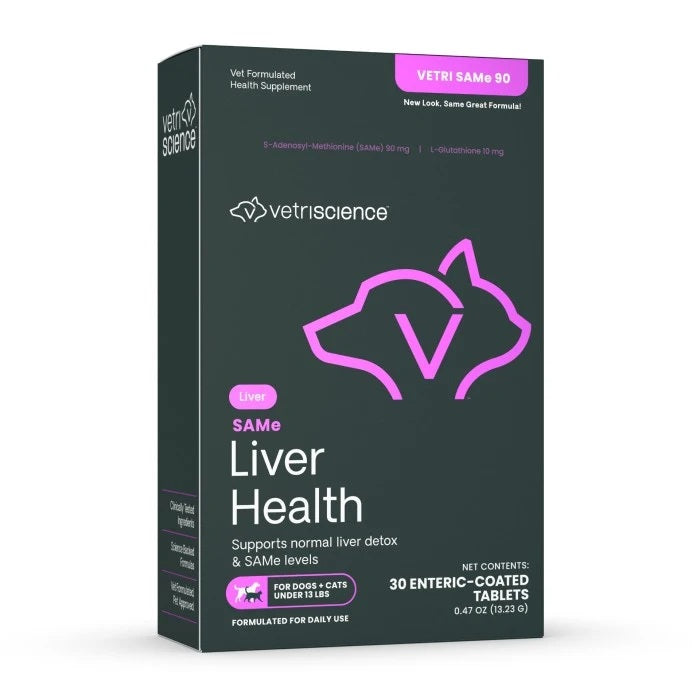 [NEW LOOK!] VetriScience® - Vetri SAMe 90 - Liver support with SAMe and Glutathione for Cats & Small Dogs (90mg, 30 tabs/box)
