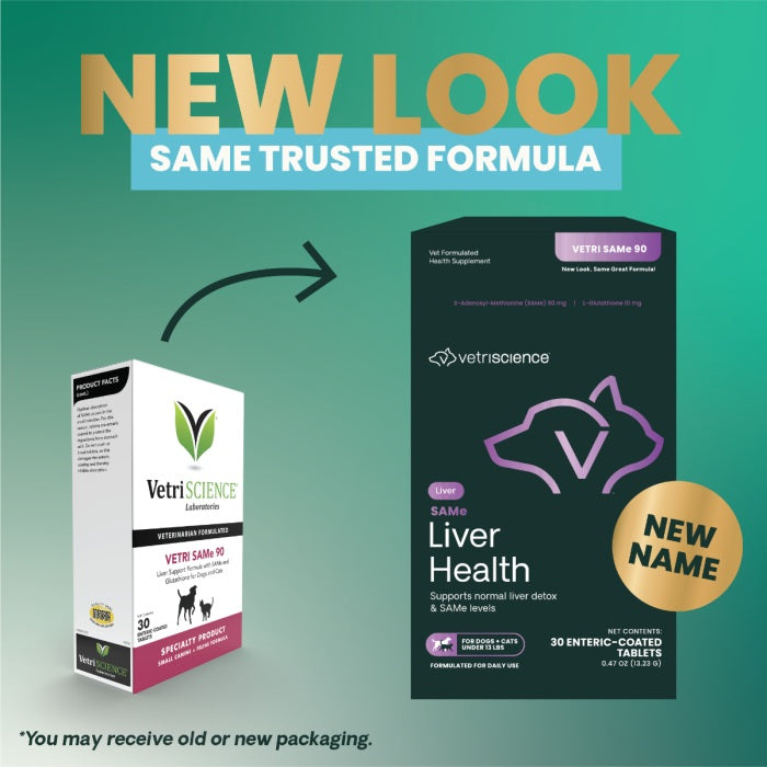 [NEW LOOK!] VetriScience® - Vetri SAMe 90 - Liver support with SAMe and Glutathione for Cats & Small Dogs (90mg, 30 tabs/box)