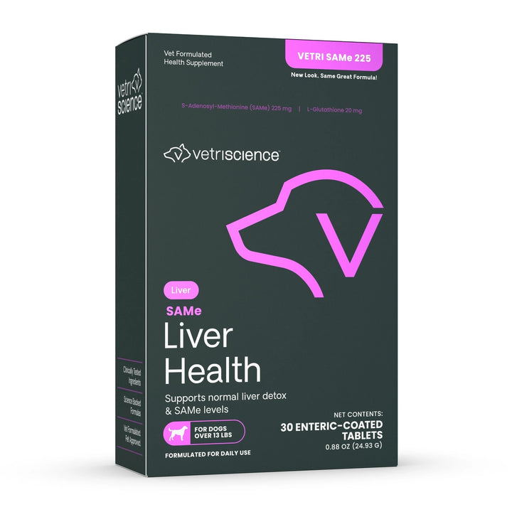 [NEW LOOK!] VetriScience SAMe 225 Liver Health, formally Vetri SAMe 225 - Liver support with SAMe and Glutathione for Medium & Large Dogs (225mg, 30 tabs/box)