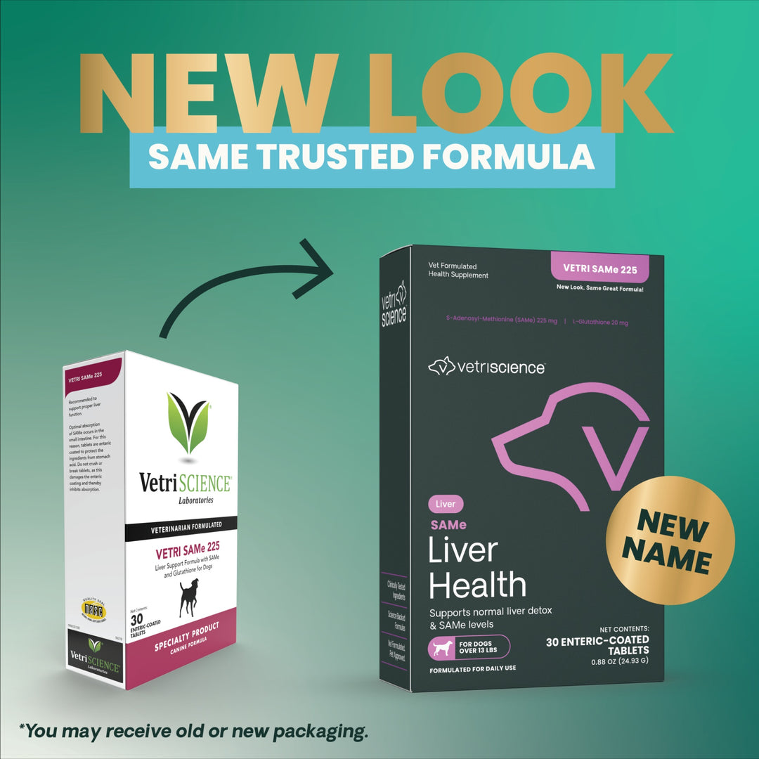 [NEW LOOK!] VetriScience SAMe 225 Liver Health, formally Vetri SAMe 225 - Liver support with SAMe and Glutathione for Medium & Large Dogs (225mg, 30 tabs/box)