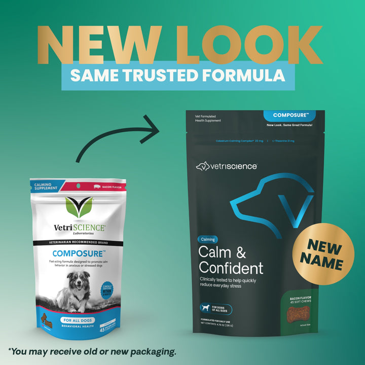 VetriScience Calm & Confident, formally Composure Calming Supplement for Dogs (45 chews, Bacon Flavor)