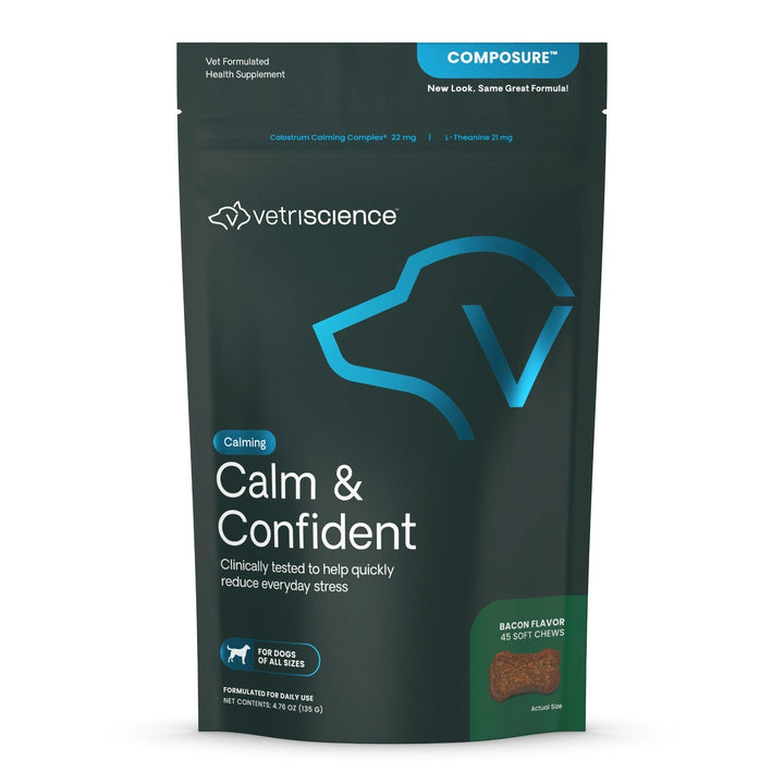 VetriScience Calm & Confident, formally Composure Calming Supplement for Dogs (45 chews, Bacon Flavor)