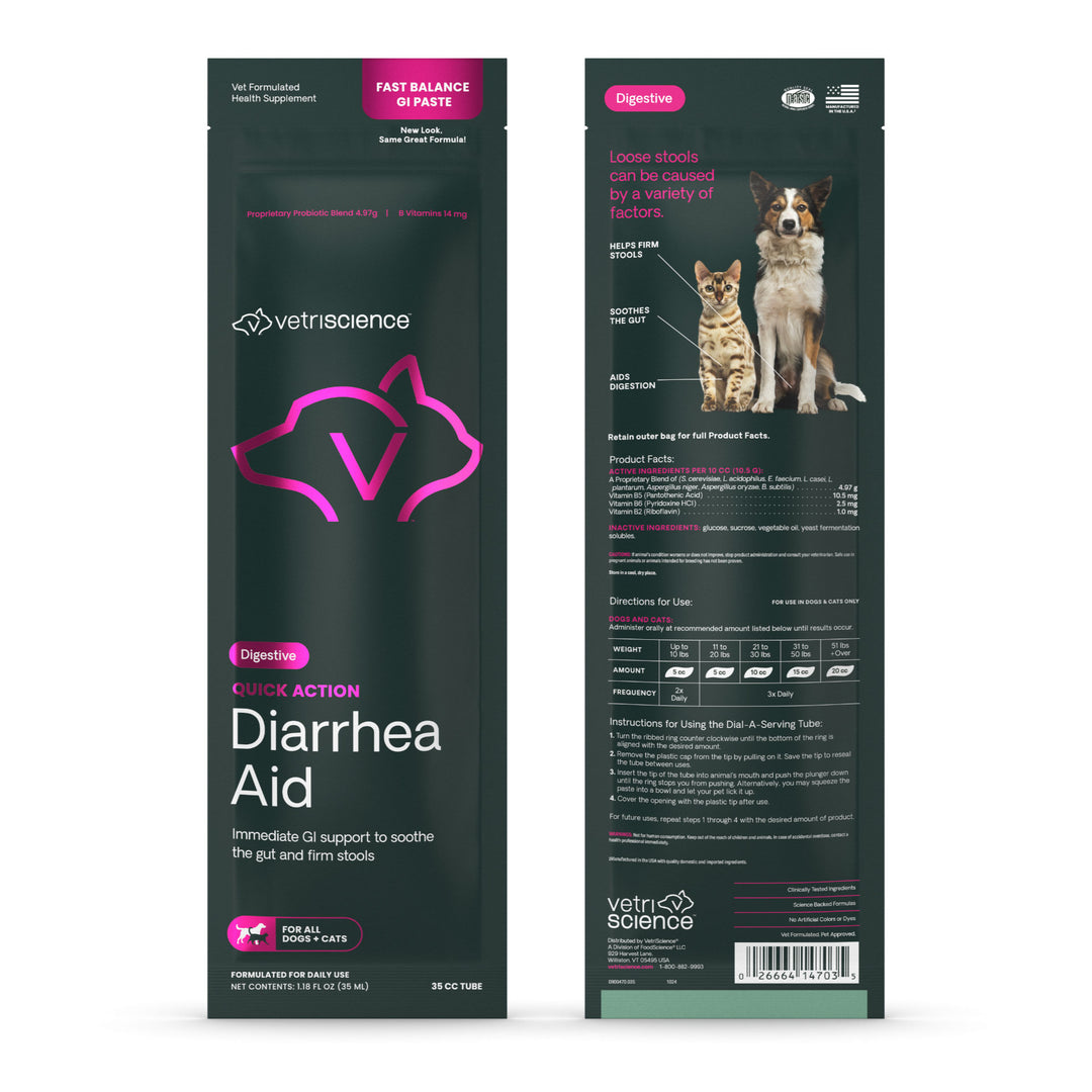 VetriScience Quick Action Diarrhea Aid (35 cc Dial-A-Serving Tube) Results within 24 hours for most pets