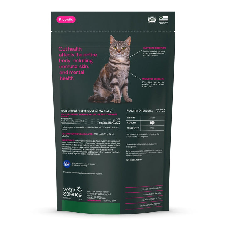 [NEW LOOK!] VetriScience® - Gut Health For Cats (60 chews)  formally known as Probiotic Everyday for Cats