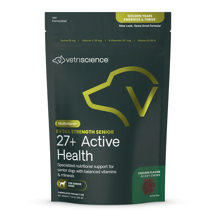 VetriScience Extra Strength Senior 27+ Active Health for Dogs (60 chews) - former known as Golden Years Energize & Thrive Multivitamin