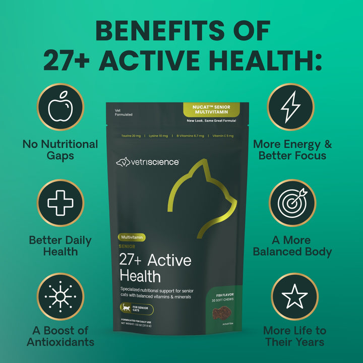 VetriScience SENIOR 27+ Active Health for Cats (30 chews) formally Nu Cat Senior Multivitamin