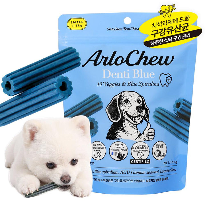 Arlo Kitchen ArloChew Denti Blue Oral Microbiome Dental Chew for Dog - Small (10 individually packed chews per bag)