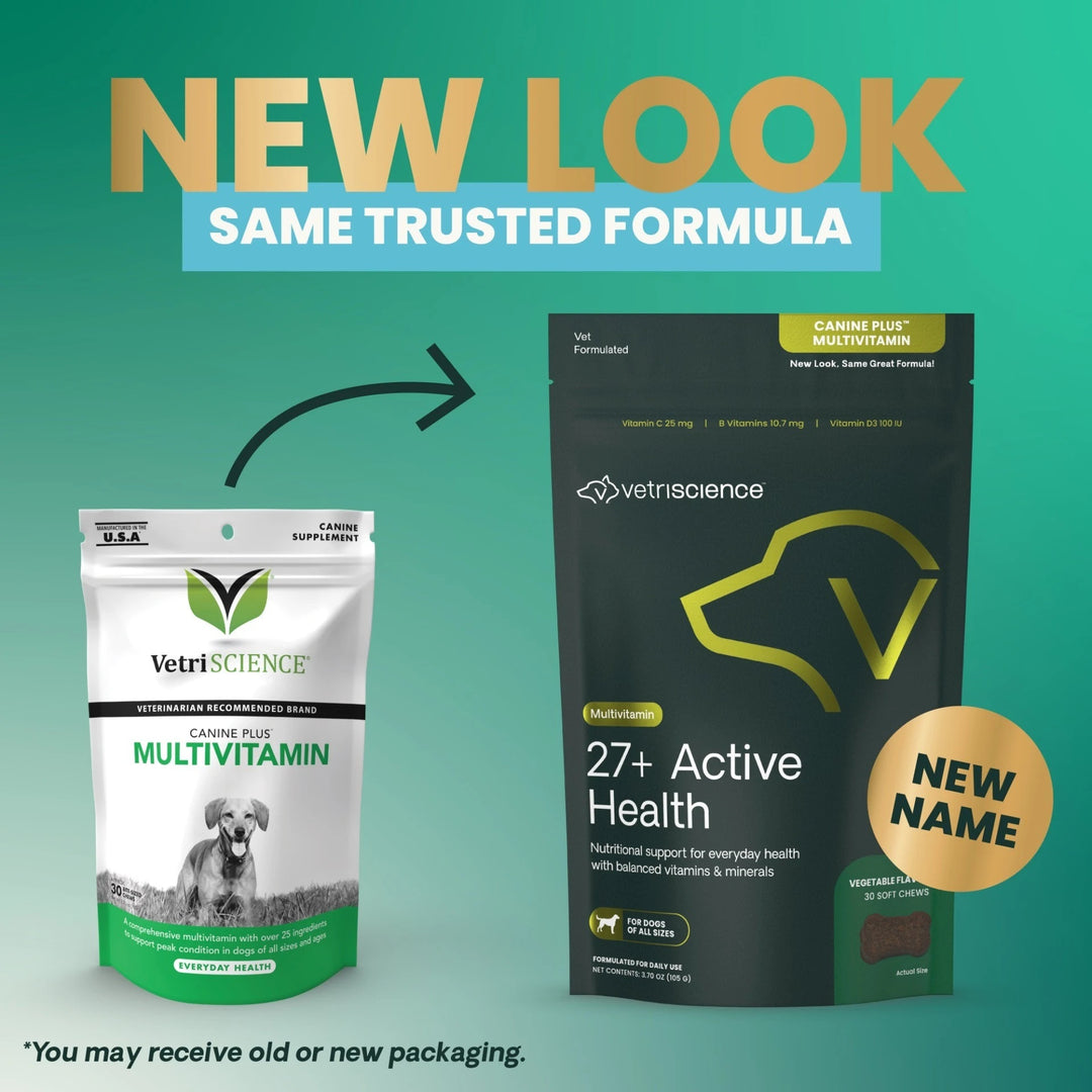 [NEW LOOK!] VetriScience 27+ Active Health for Dogs, 30 chews (previously known as Canine Plus™ Multivitamin)
