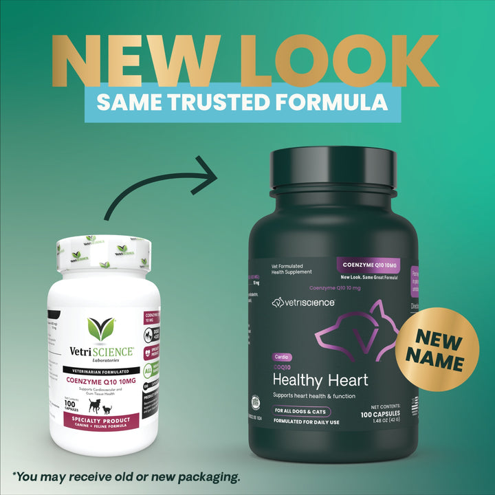 VetriScience CoQ10 Healthy Heart for Dogs & Cats (100 capsules) - formerly known as Coenzyme Q10 (10mg, 100 Capsules)