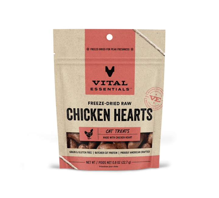 Vital Essentials® Freeze-Dried Chicken Hearts Cat Treats, 0.8 oz