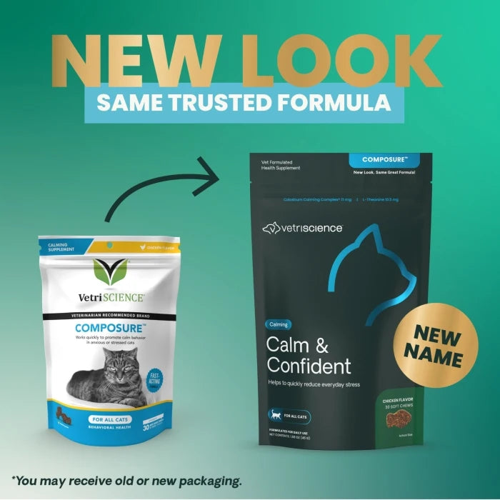 VetriScience ® Calm & Confident - 30 Chicken Flavored Chews, formally Composure™ Calming Supplement for Cats (30 chews)